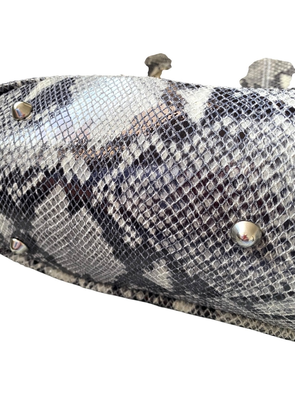 Bevini Modena B290 Italian Caw Leather Python Print Convertible Shoulder Bag - Picture 9 of 16
